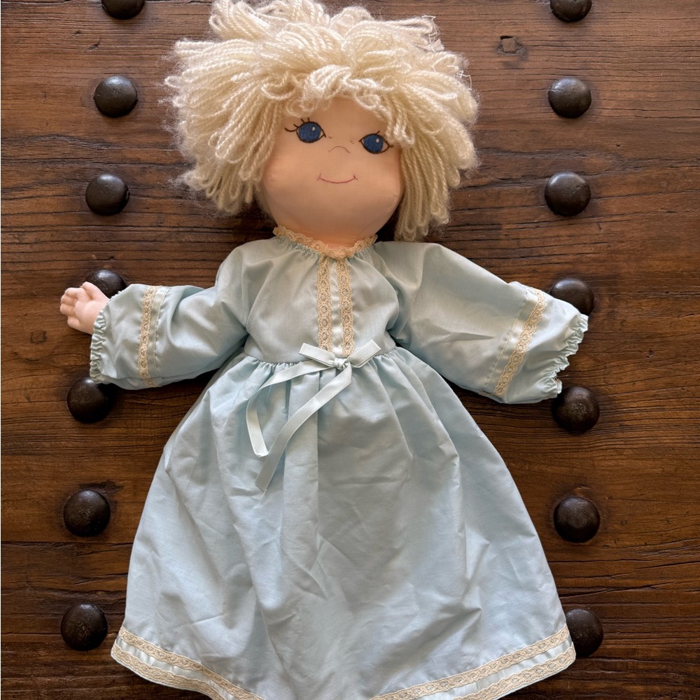 Handmade Doll with Blue Dress vintage
